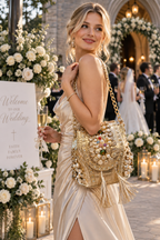 Golden Pearl Handcrafted Statement Clutch