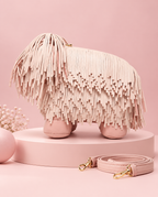 Pink  fringe Pup Bag