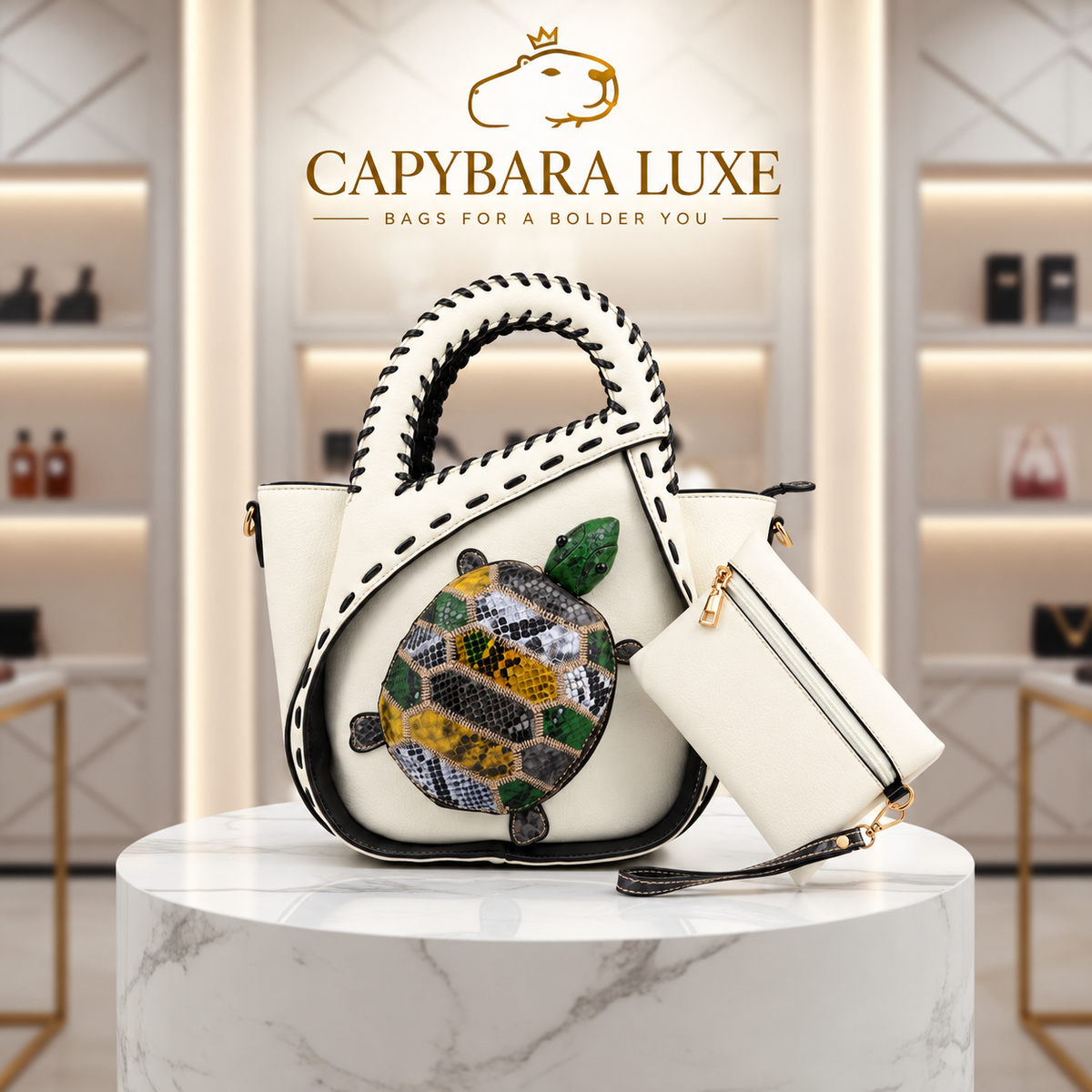 Luxe Turtle Statement Tote Bag