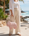 Pink  fringe Pup Bag