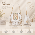White Embellished Pearl & Gold Beardwork  Handbag