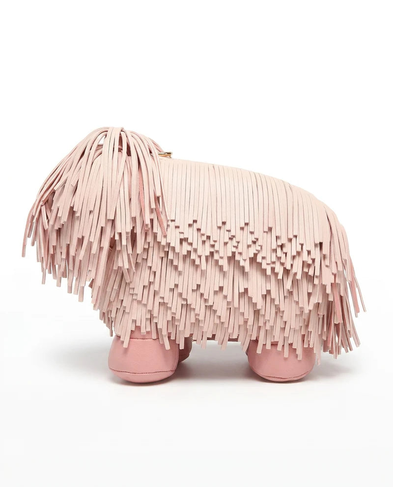 Pink  fringe Pup Bag